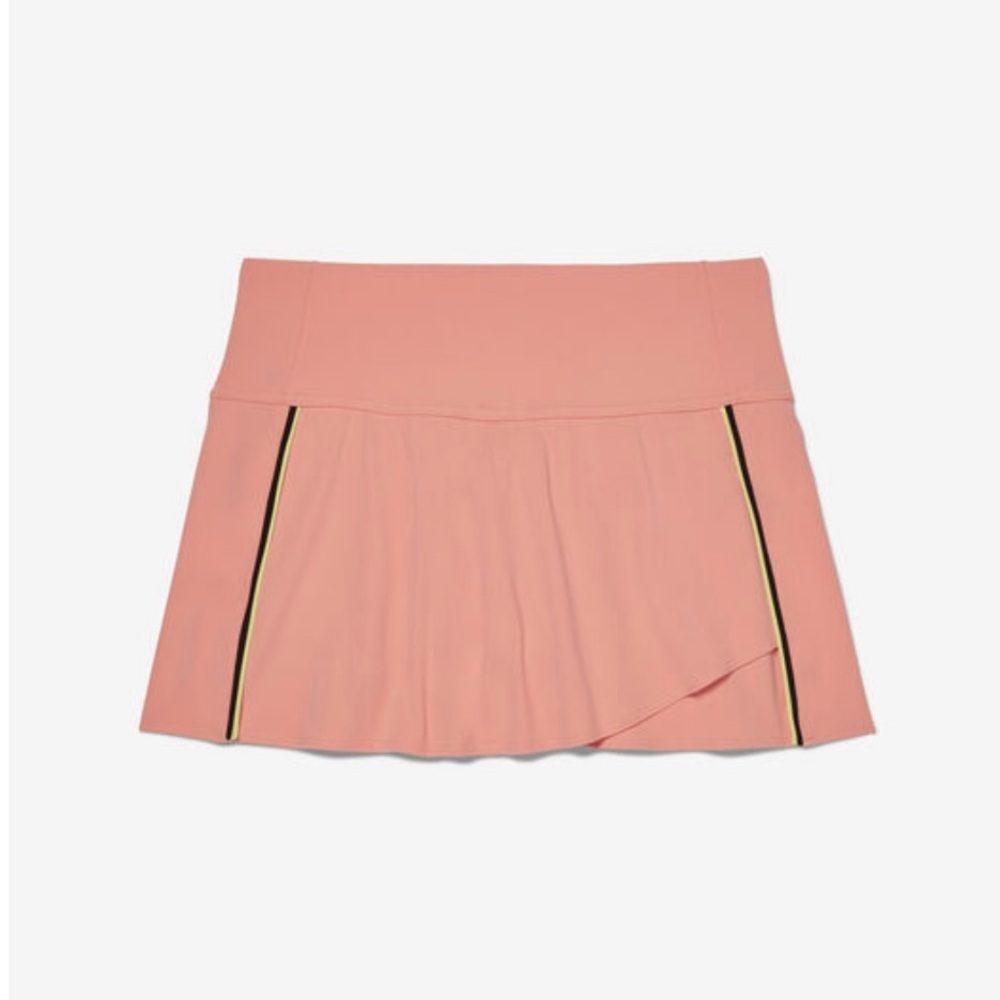 Pink Pleated Skirt with Black Stripes